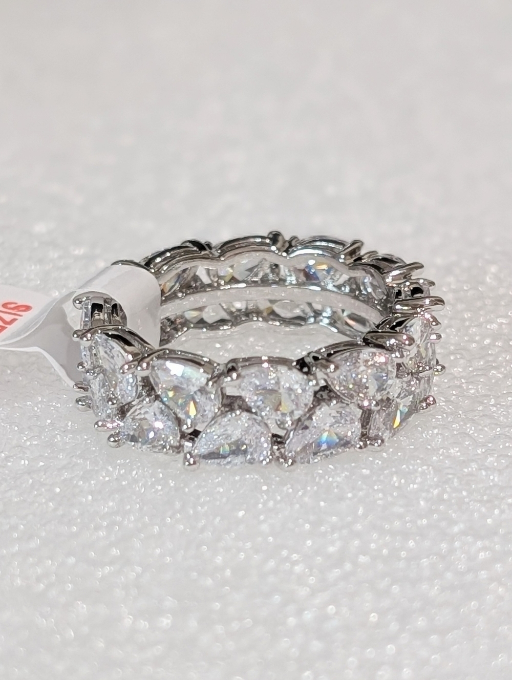 NWT Bomb Party Stunning Pear Shaped CZ Crystals Full Eternity Band Size 10 Ring